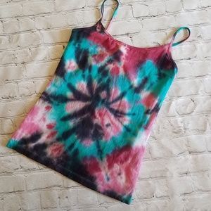 Pink, Blue & Black Tie Dye Spiral Camisole